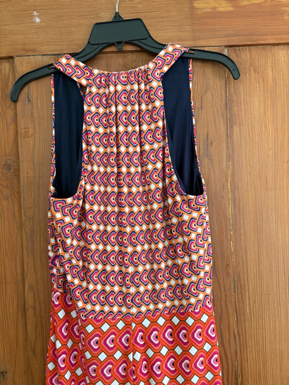 Laundry By Shelli Segal Pink and Orange Geometric Twist-Front Dress Size 10 - Picture 5 of 8